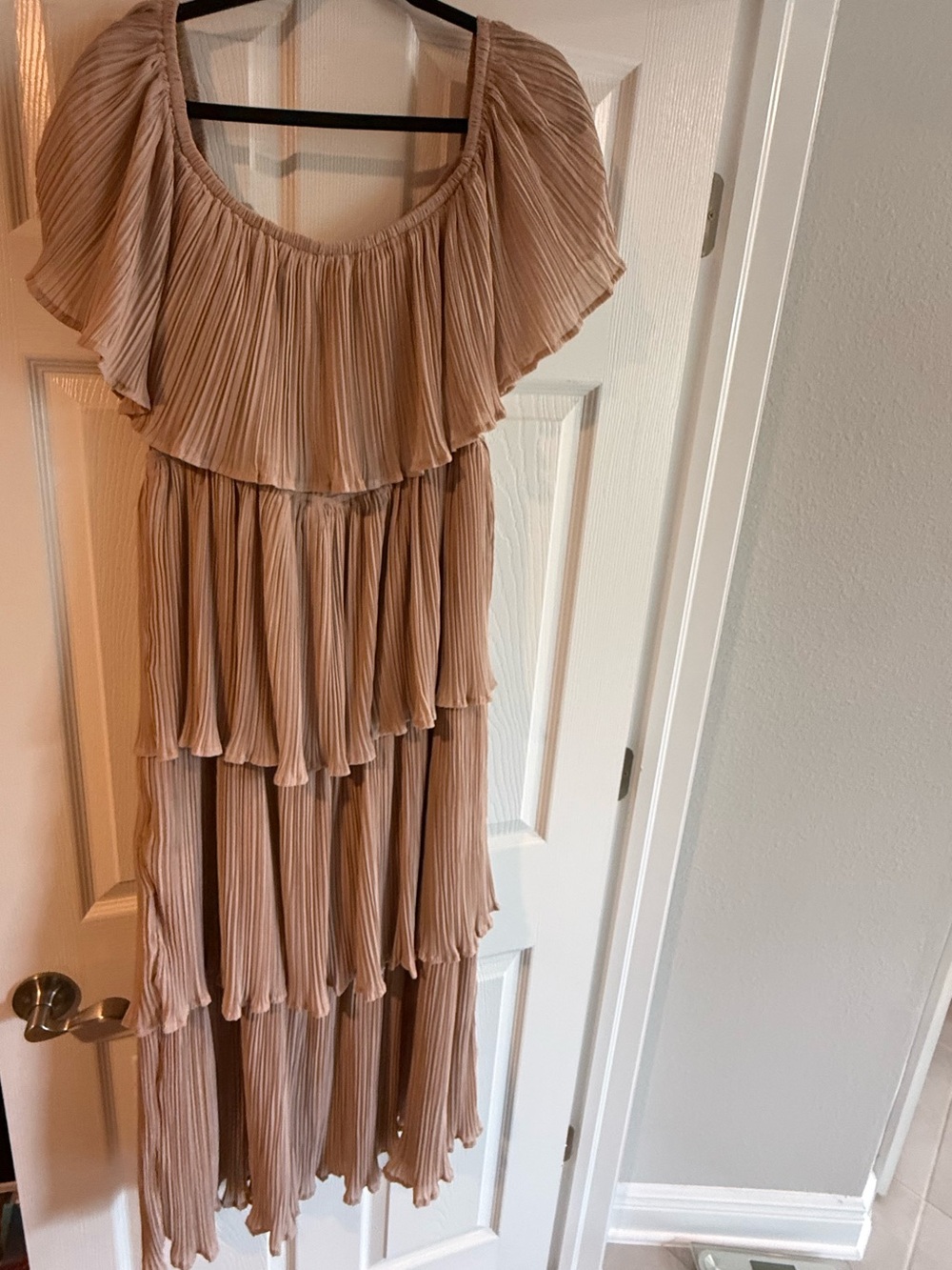 Baltic Born Pleated Tiered Maxi Dress in Taupe - Picture 2 of 4